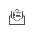 Envelope mail with checklist document line icon