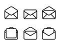 Envelope mail email icon set collection open closed outline line style simple message symbol communication