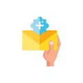 envelope mail with hand user and pluss symbol