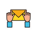 envelope mail with hand user