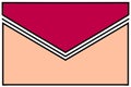 Envelope icon: raspberry red and rose with black and white gum fold and white borders Royalty Free Stock Photo