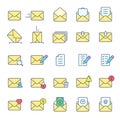 Envelope Mail icon set. Vector isolated colored symbol collection in flat style. Web graphics resources Royalty Free Stock Photo