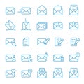 Envelope Mail icon set. Vector isolated line symbol collection in flat style Royalty Free Stock Photo