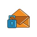 Envelope mail letter security padlock unlock line and fill
