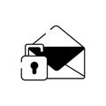 Envelope mail letter security padlock unlock line style icon