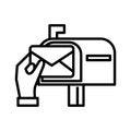 Envelope mail with mailbox postal service Royalty Free Stock Photo