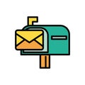 Envelope mail in mailbox postal service Royalty Free Stock Photo