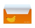 Envelope mail mockup with bananas healthy food