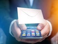Envelope message displayed on a futuristic email interface - 3d