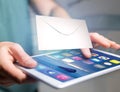 Envelope message displayed on a futuristic email interface - 3d