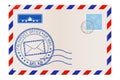 Envelope with MILAN stamp. International mail postage with postmark and stamps Royalty Free Stock Photo