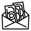 Envelope money cash icon, outline style