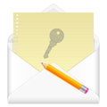 Envelope with drawing key symbol Royalty Free Stock Photo