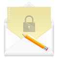 Envelope with drawing padlock symbol