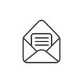 Envelope open icon set. open letter paper vector symbol. read newsletter mail sign. open email or mail web icon in black filled