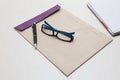 Envelope pen and glasses normal object in working Royalty Free Stock Photo