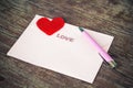 Envelope and pen with heart Royalty Free Stock Photo