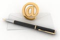 Envelope, pen and showing mail or communication concept Royalty Free Stock Photo