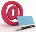 Envelope, pen and showing mail or communication concept Royalty Free Stock Photo