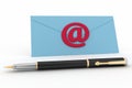 Envelope, pen and showing mail or communication concept Royalty Free Stock Photo
