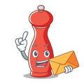 With envelope pepper mill character cartoon