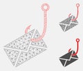 Envelope Phishing Hook Vector Mesh Carcass Model and Triangle Mosaic Icon