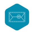 Envelope with postage stamp icon, outline style Royalty Free Stock Photo