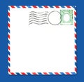 Envelope With Postal Stamp and Stripes Royalty Free Stock Photo