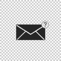 Envelope with question mark icon isolated on transparent background. Letter with question mark symbol. Send in request Royalty Free Stock Photo