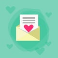 Envelope Red Heart Mail Flat Vector