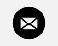 Envelope Round Icon Mail Email Letter Message Circle Circular Button App Post Postal Newsletter Black Shape Vector Sign Symbol Royalty Free Stock Photo