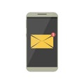 Envelope on smartphone sreen icon. Template design of new email notification