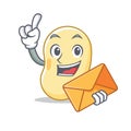 With envelope soy bean character cartoon Royalty Free Stock Photo