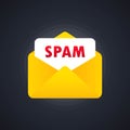 Envelope with spam. Stop spam vector illustration. Email SPAM vector icon. Spamming mailbox concept. Email box hacking spam