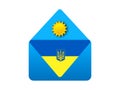 Envelope with the Sun embedded in the Ukraine flag
