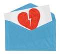 Envelope with symbol of broken love