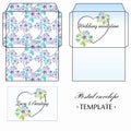 Envelope template with flowers and heart Royalty Free Stock Photo