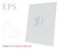 Envelope Template, Vector with die cut / laser cut lines. White, blank, clear, isolated Star Envelope mock up Royalty Free Stock Photo