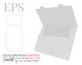 Envelope Template, Vector with die cut / laser cut lines. White, clear, blank, isolated Envelope mock up on white background