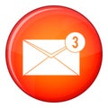 Envelope with three messages icon, flat style Royalty Free Stock Photo