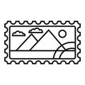 Envelope timbre icon, outline style Royalty Free Stock Photo