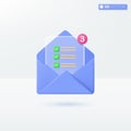 Envelope and transparency Document symbols. announce, nortify, mail invitation, communicate concept. 3D vector isolated