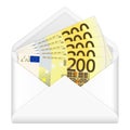 Envelope and two hundred euro banknotes Royalty Free Stock Photo
