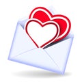 Envelope with valentine hearts