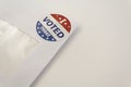 Envelope with voting ballot papers sent by mail for absentee vote in presidential election Royalty Free Stock Photo