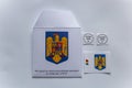 Envelope with voting stamps for Diaspora postal vote for parliamentary elections on 6th of December 2020, Romania