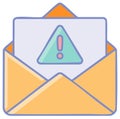 Envelope with warning symbol, email alert, safety notification, flat design illustration Royalty Free Stock Photo