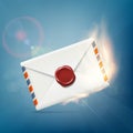 Envelope with wax seal on fire.