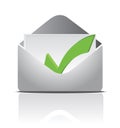 Envelope white a check mark inside illustration Royalty Free Stock Photo