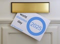 Envelope with World Diabetes Day 2025 information in a blue circle